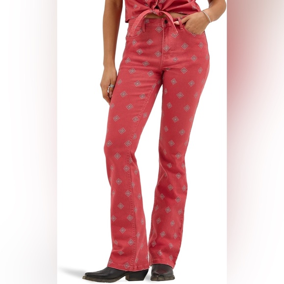 Wrangler Denim - Wrangler High-Rise Bootcut Jeans, available in a red paisley pattern. 12/31x30